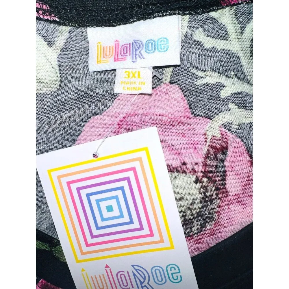 New LuLaRoe Black & Pink Poppy Floral Long Sleeve Dress 3XL - Picture 4 of 4